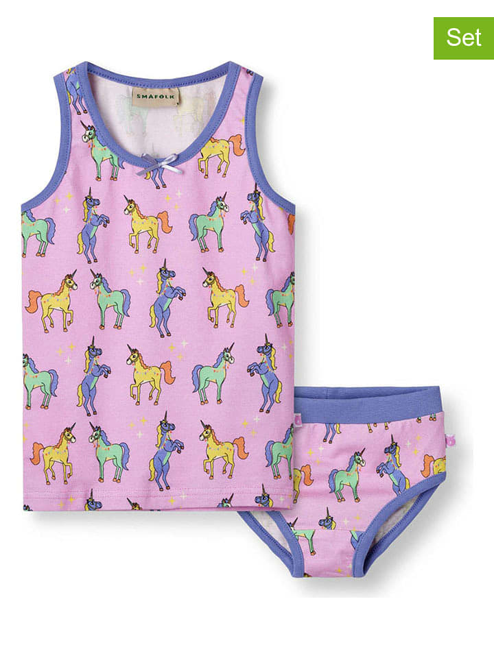 Småfolk 2-częściowy zestaw bielizny w kolorze jasnoróżowo-niebieskim ze wzorem rozmiar: 98/104