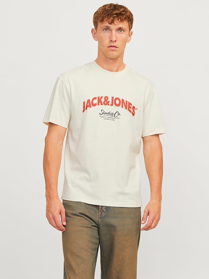 Jack & Jones Koszulka "Bronx" w kolorze kremowym rozmiar: M