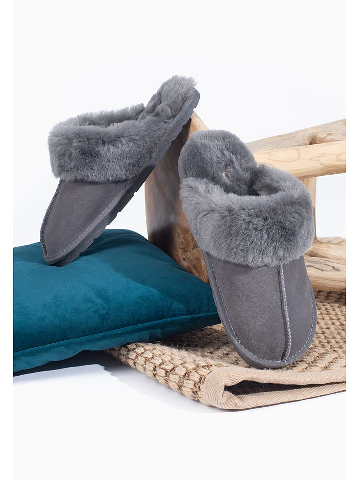 Gooce Wełniane kapcie "Emerson" w kolorze szarym rozmiar: 46