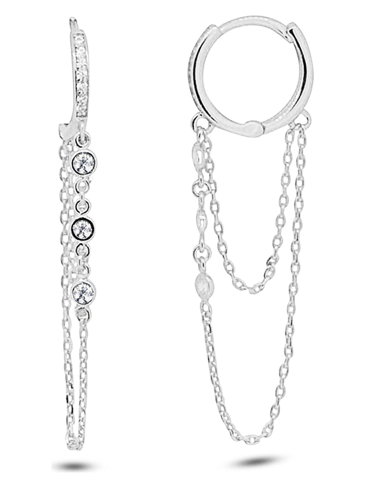 DI GIORGIO Srebrne kolczyki-kreole z cyrkoniami rozmiar: onesize