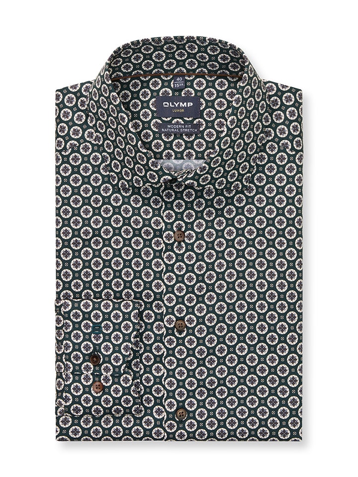 OLYMP Koszula "Luxor" - Modern fit - w kolorze biało-zielonym rozmiar: 40