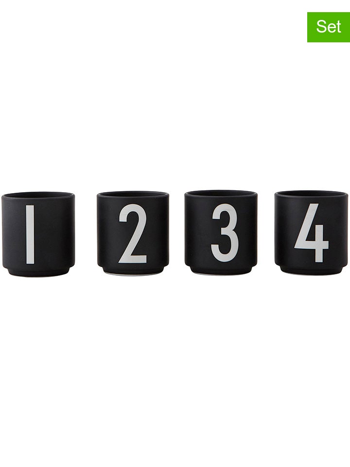 Design Letters Filiżanki (4 szt.) w kolorze czarnym - 50 ml rozmiar: onesize