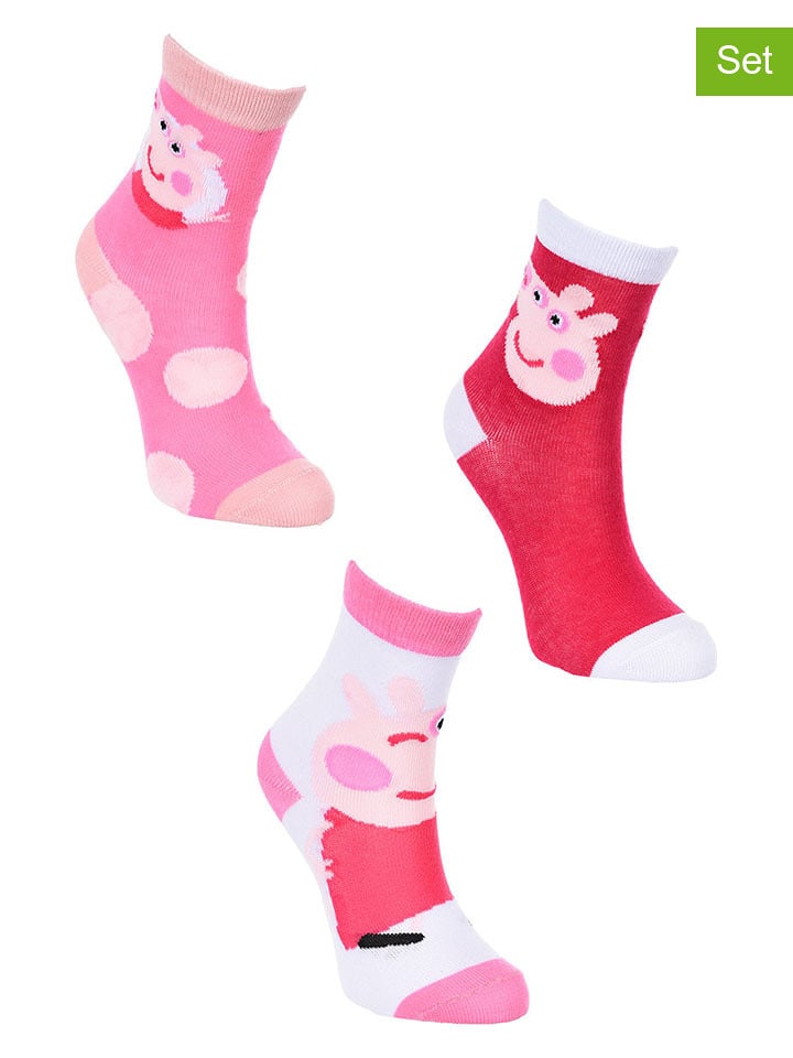 Peppa Pig Skarpety (3 pary) "Świnka Peppa" ze wzorem rozmiar: 31-34
