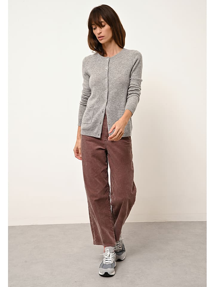 Just Cashmere Kaszmirowy kardigan "Katharine" w kolorze szarym rozmiar: XL