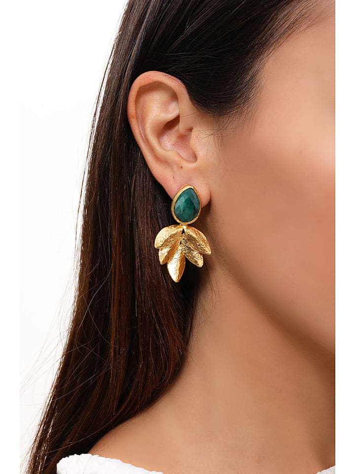 L'Atelier de Gaia Pozłacane kolczyki z agatem rozmiar: onesize