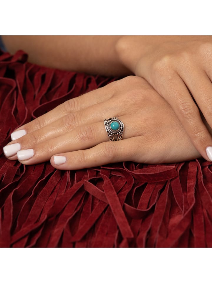 AMAZONIA Srebrny pierścionek "Shicra" z turkusem rozmiar: 60