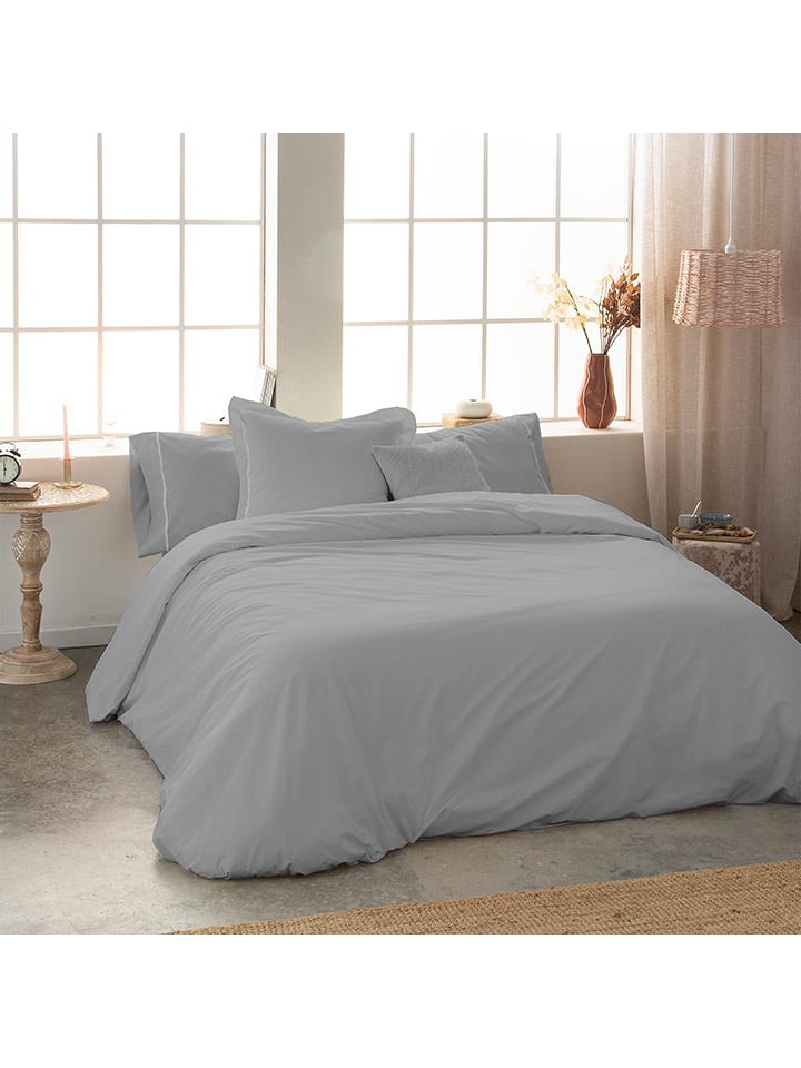 Monsun Perkalowa poszwa "Sakura" w kolorze szarym na kołdrę rozmiar: 140x200 cm