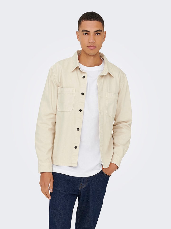 ONLY & SONS Koszula "Times" w kolorze beżowym rozmiar: M