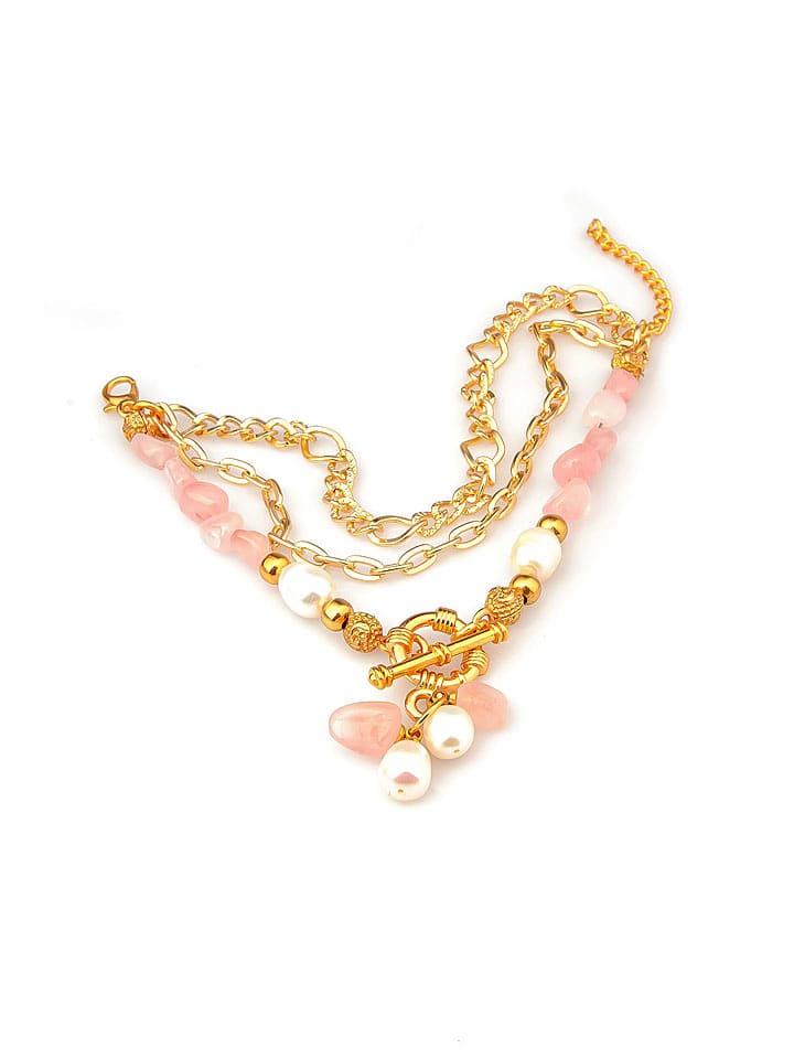 L'Atelier de Gaia Pozłacana bransoletka z kwarcami i perłami rozmiar: onesize