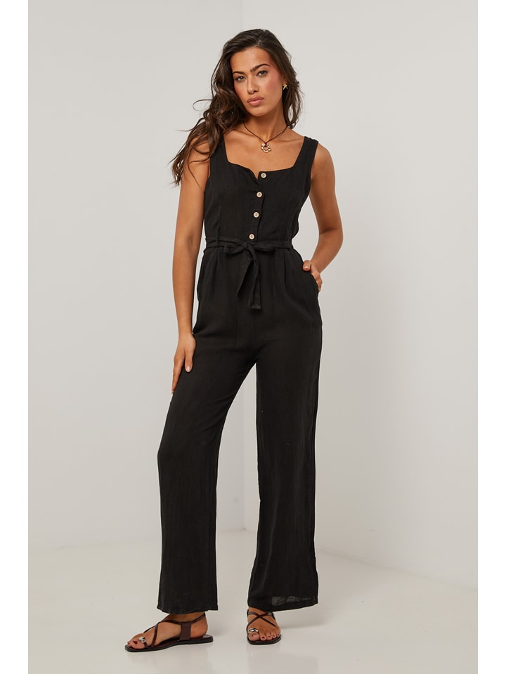 Le Monde du Lin Lniany kombinezon w kolorze czarnym rozmiar: 36/38