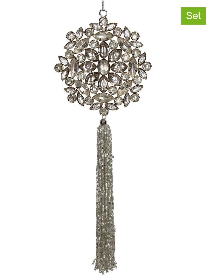 Kersten Dekoracyjne zawieszki (2 szt.) "Flower" w kolorze srebrnym - 26 x (B)10 cm rozmiar: onesize