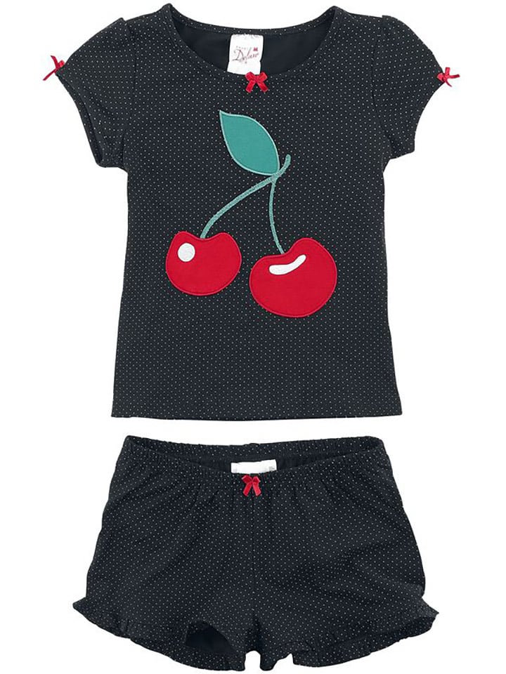 Pussy Deluxe Piżama "Dotties & Cherry" w kolorze czarnym rozmiar: 134/140