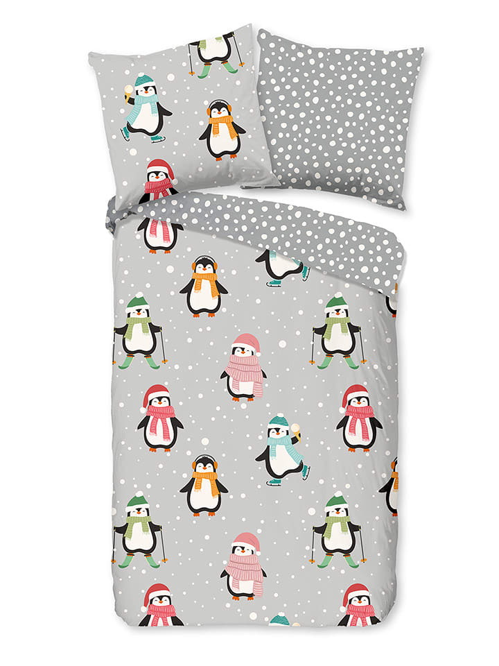 Good Morning Komplet pościeli flanelowej "Liam" w kolorze szarym rozmiar: 135x200 cm