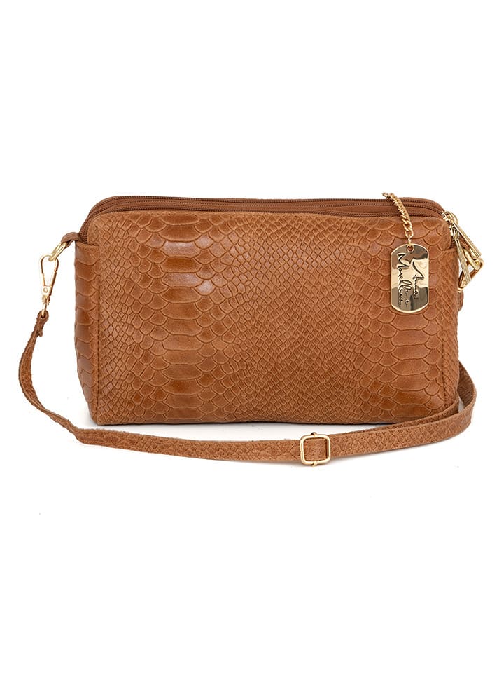 Anna Morellini Skórzana torebka "Luigina" w kolorze jasnobrązowym - 25 x 16 x 7 cm rozmiar: onesize