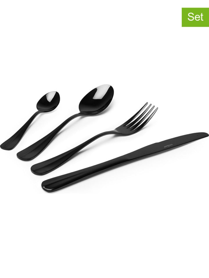 Trendy Kitchen by EXCÉLSA 24-częściowy zestaw sztućców w kolorze czarnym rozmiar: onesize