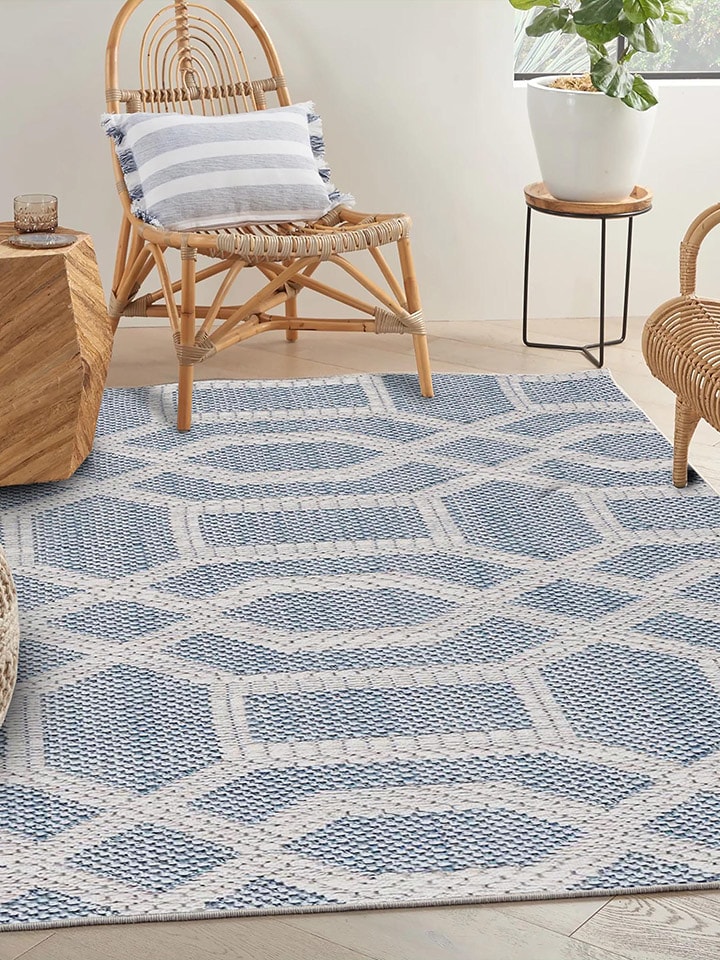 Mioli Bawełniany dywan w kolorze beżowo-niebieskim rozmiar: 180x280 cm