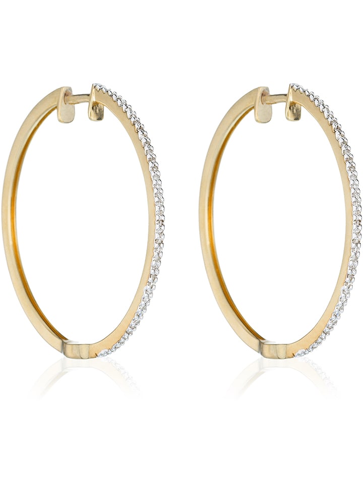 DIAMANTA Złote kolczyki-kreole "Elégantes Créoles" z diamentami rozmiar: onesize