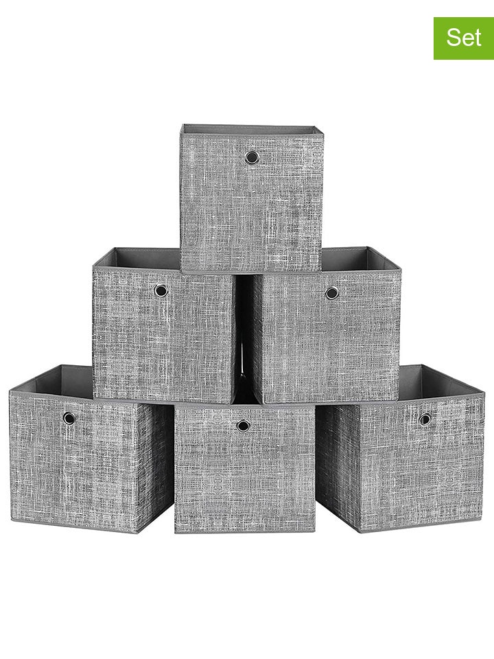 SONGMICS Pudełka (6 szt.) w kolorze szarym - 30 x 30 x 30 cm rozmiar: onesize