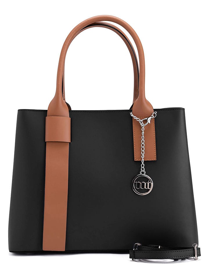 Mia Tomazzi Skórzana torebka "Argonne" w kolorze czarno-jasnobrązowym - 33 x 25 x 14 cm rozmiar: onesize