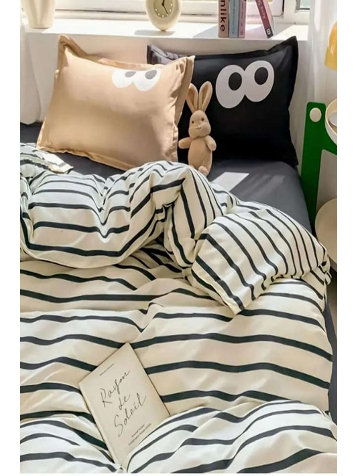 Colourful Cotton Komplet pościeli "Funny" w kolorze biało-czarno-brązowym rozmiar: 200x200 cm