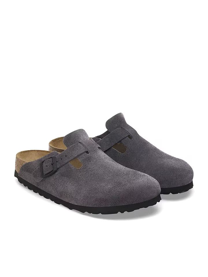 Birkenstock Skórzane chodaki "Boston" w kolorze szarym rozmiar: 39