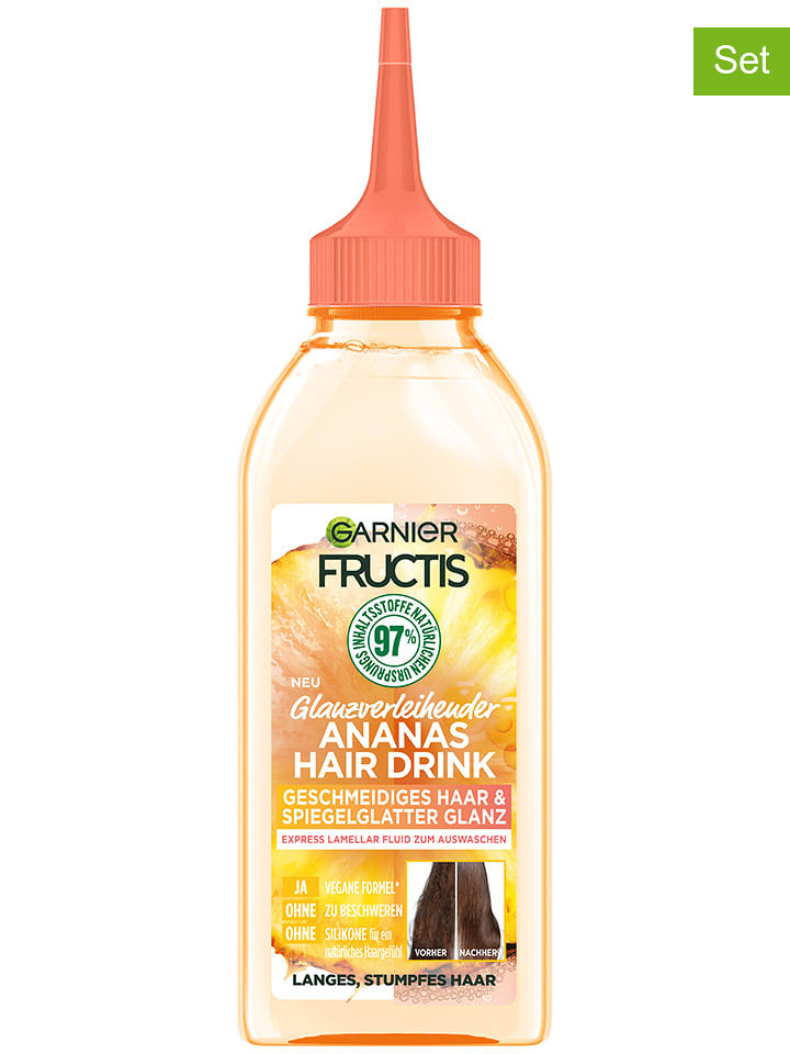 Garnier Odżywki w płynie (3 szt.) "Fructis Hair Drink Ananas"- po 200 ml rozmiar: onesize