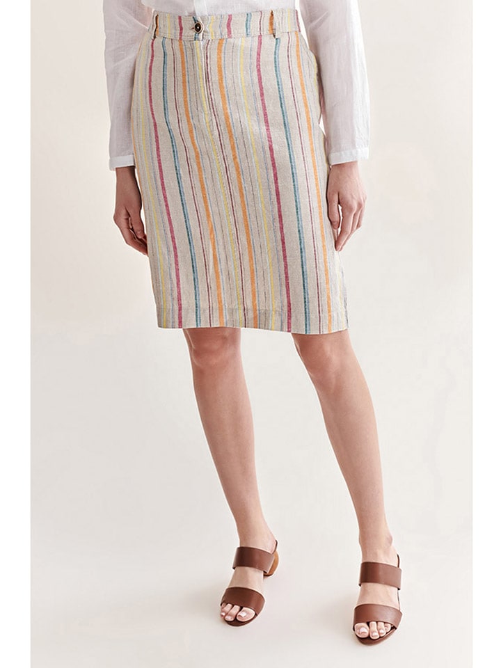 TATUUM Lniana spódnica w kolorze beżowym ze wzorem rozmiar: 36