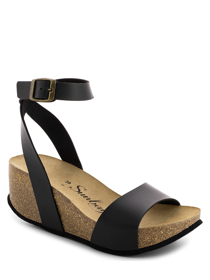 Sunbay Sandały "Peony" w kolorze czarnym na koturnie rozmiar: 38