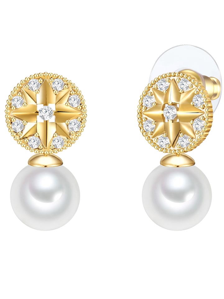 Lulu & Jane Pozłacane kolczyki-wkrętki z kryształami rozmiar: onesize