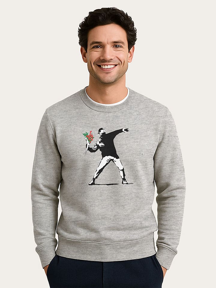 WOOOP Bluza "Banksy Love" w kolorze szarym rozmiar: M