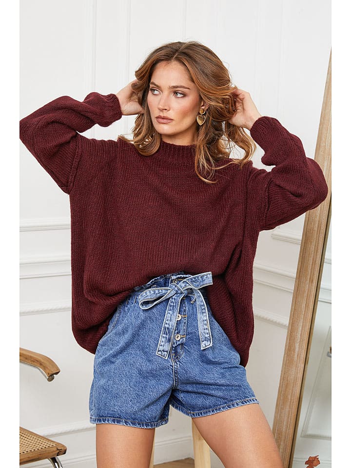 Joséfine Sweter "Ladem" w kolorze bordowym rozmiar: XL
