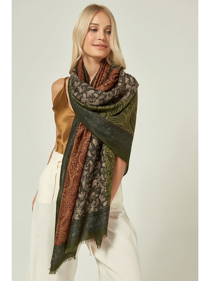 Lucky Bees Szal w kolorze brązowo-oliwkowym - 180 x 90 cm rozmiar: onesize