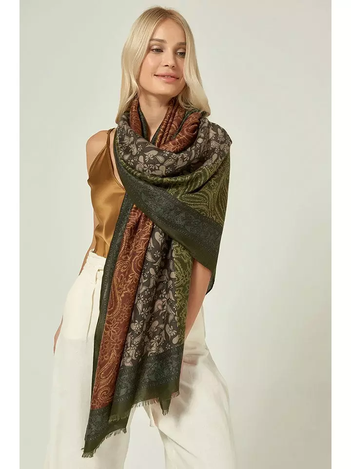 Lucky Bees Szal w kolorze brązowo-oliwkowym - 180 x 90 cm rozmiar: onesize