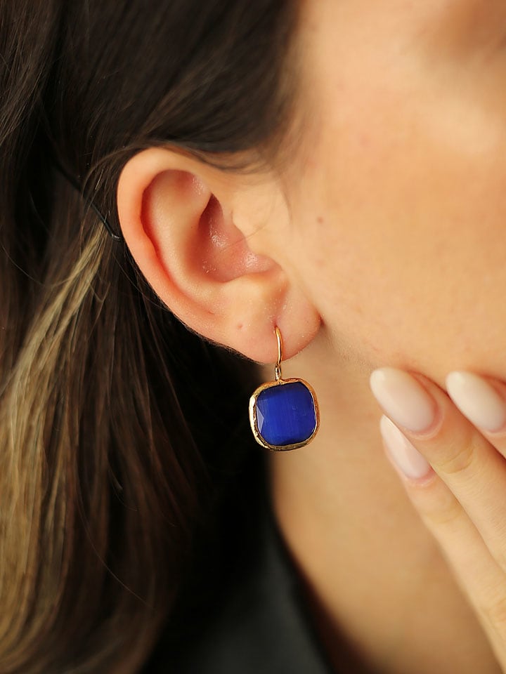 Pierres de Jade Pozłacane kolczyki z kocim okiem rozmiar: onesize