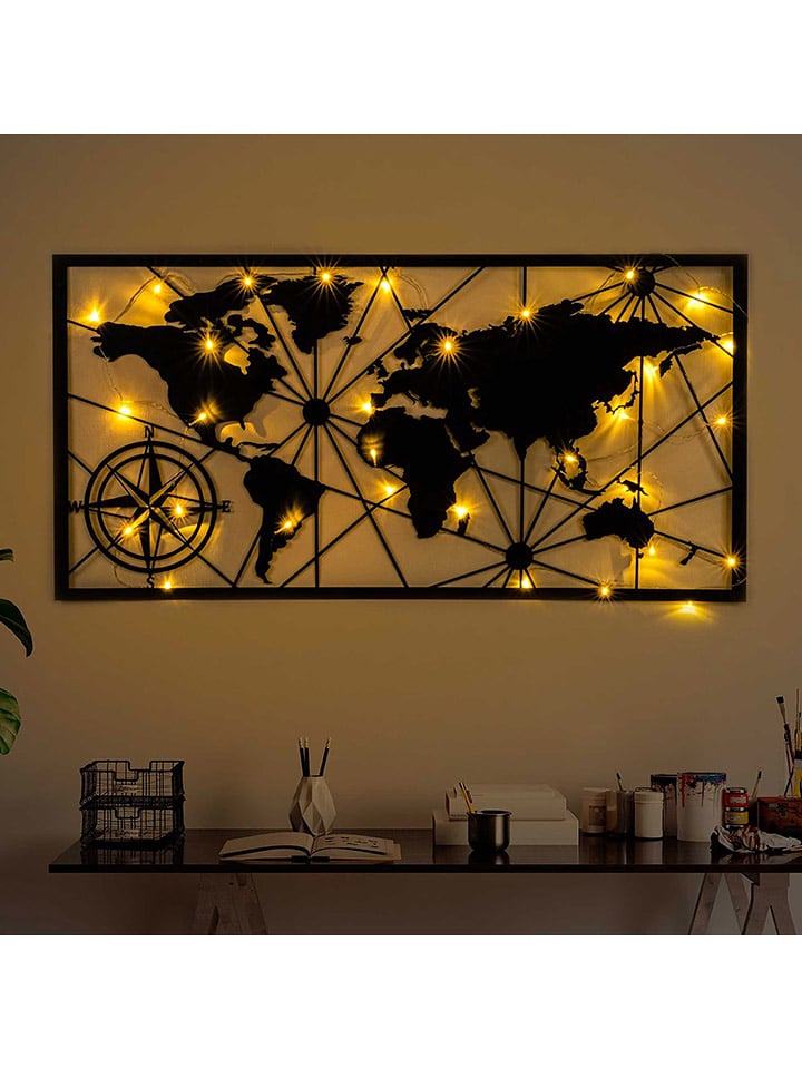 ABERTO DESIGN Dekoracja ścienna LED "World Map" - 120 x 60 cm rozmiar: onesize