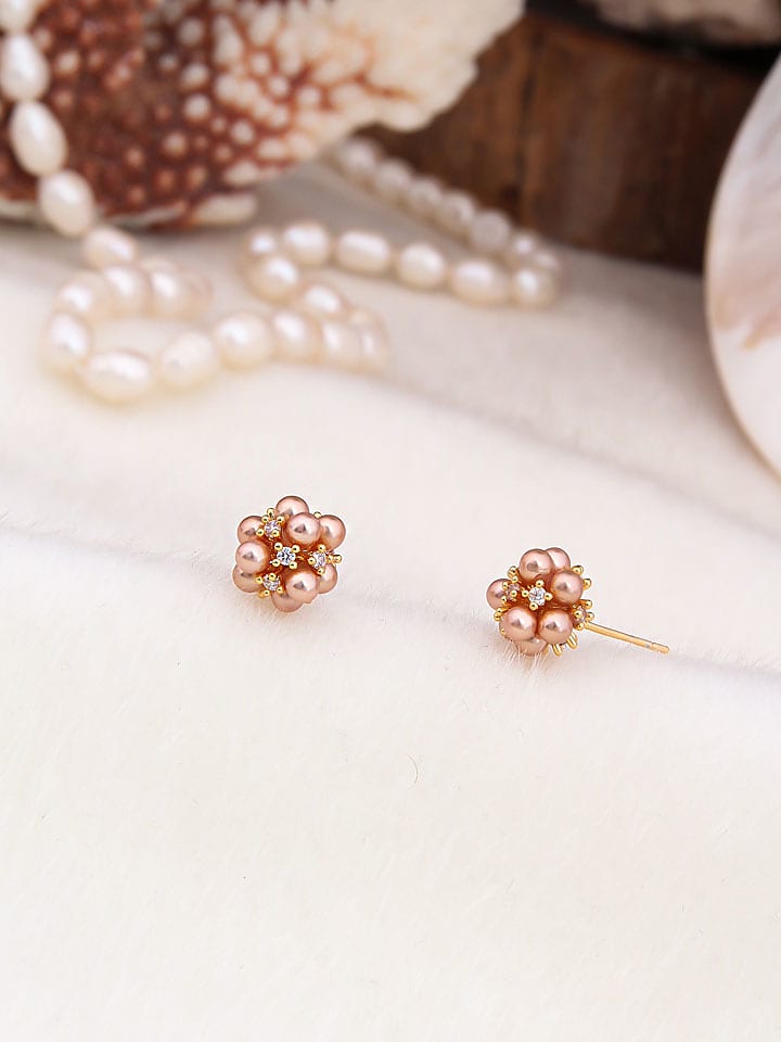 Pierres de Jade Pozłacane kolczyki-wkrętki z perłami rozmiar: onesize