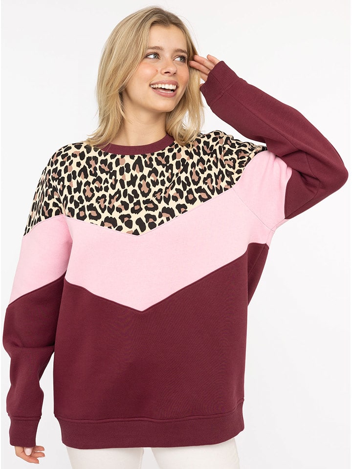 Zwillingsherz Bluza "Konny" w kolorze czerwono-jasnoróżowym rozmiar: L/XL