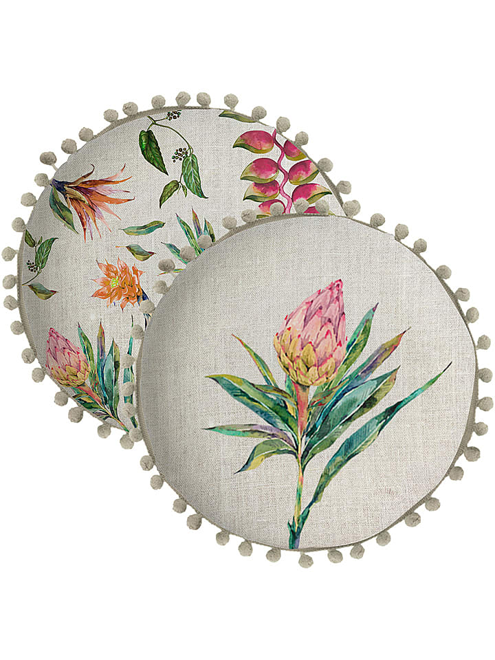 Madre Selva Poduszka "Flores Salvajes" w kolorze kremowym ze wzorem - Ø 45 cm rozmiar: onesize