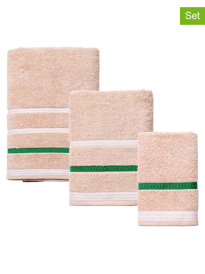 Benetton 3-częściowy zestaw ręczników w kolorze beżowym rozmiar: onesize
