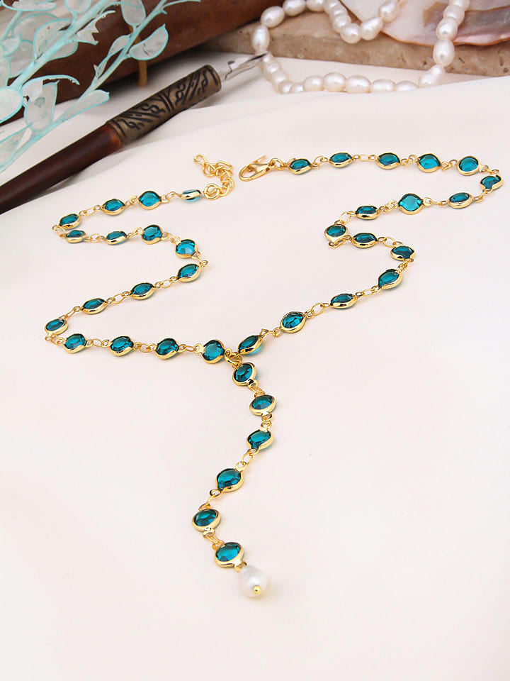 Pierres de Jade Pozłacany naszyjnik z elementami ozdobnymi - dł. 55 cm rozmiar: onesize