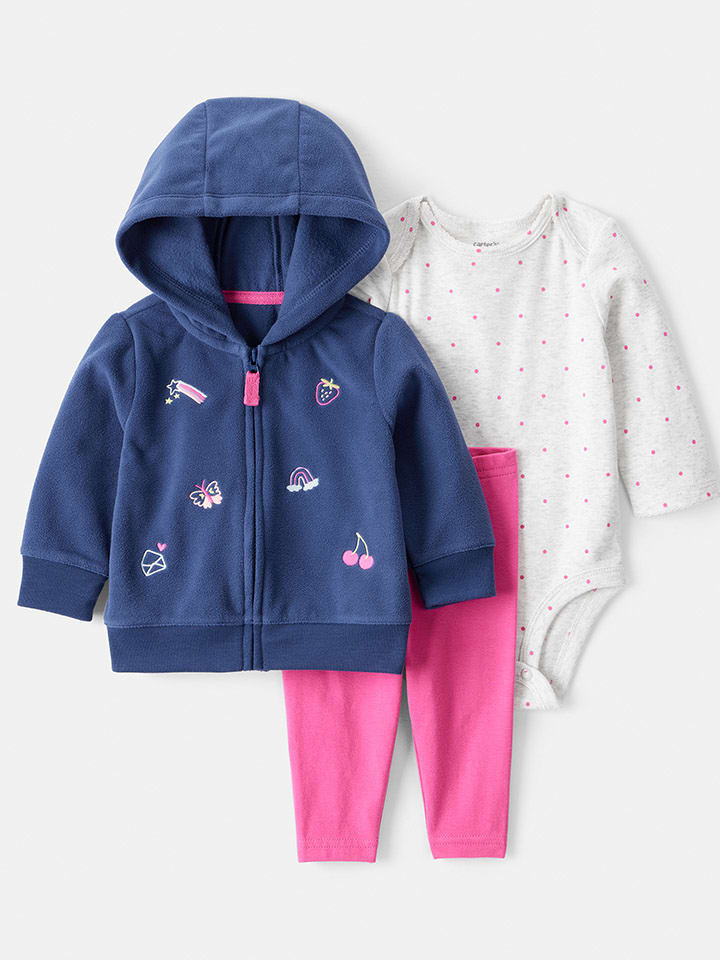 carter's 3-częściowy zestaw w kolorze granatowo-różowo-szarym rozmiar: 80