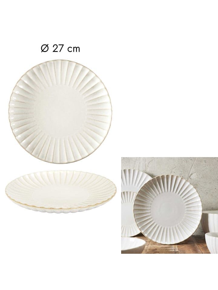 THE HOME DECO FACTORY Talerz w kolorze biało-beżowym do serwowania - Ø 27 cm rozmiar: onesize
