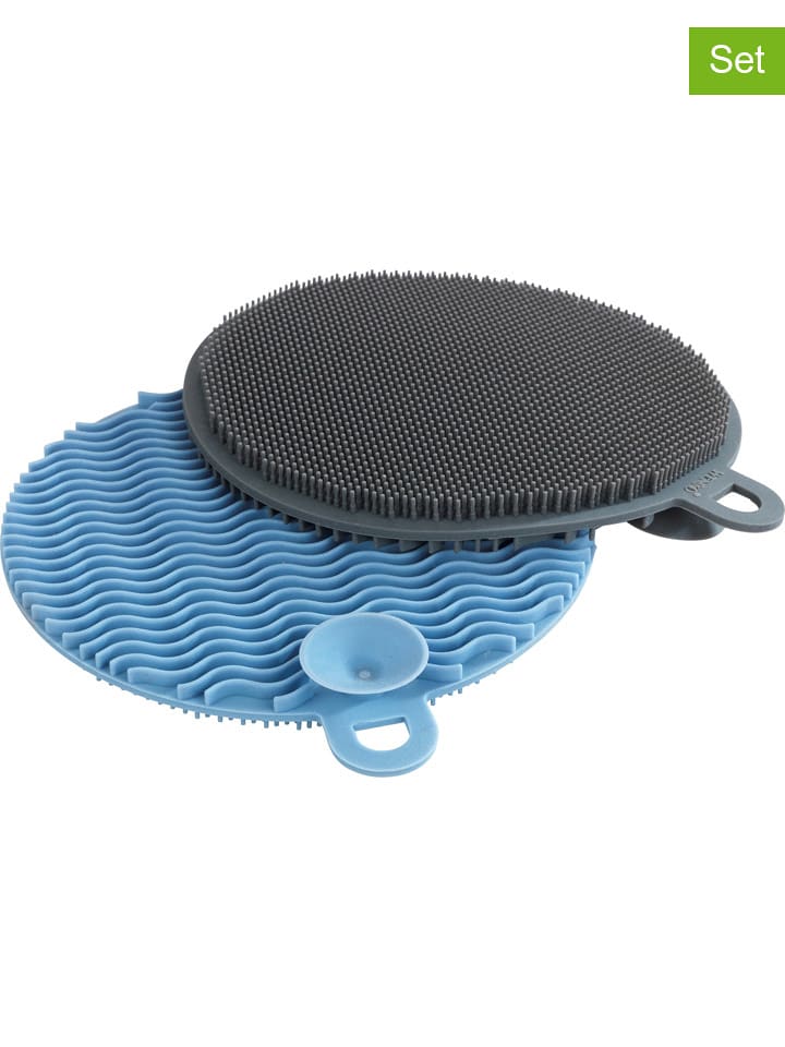 Wenko Silikonowe gąbki (4 szt.) w kolorze szarym i niebieskim do mycia naczyń rozmiar: onesize