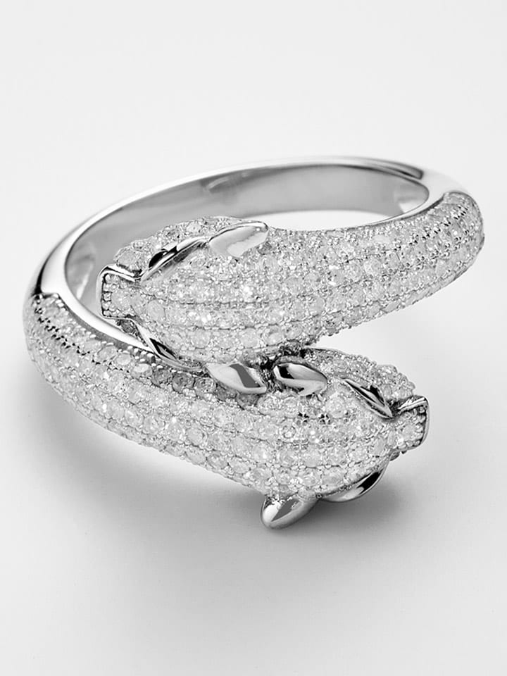 DIAMOND & CO Złoty pierścionek "Duo de Panthères" z diamentami i szamargdami rozmiar: 60