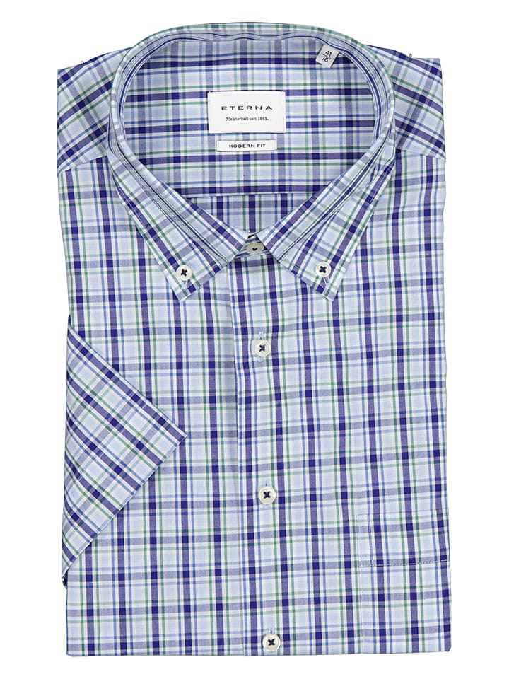 Eterna Koszula - Modern fit - w kolorze błękitno-niebiesko-zielonym rozmiar: 43