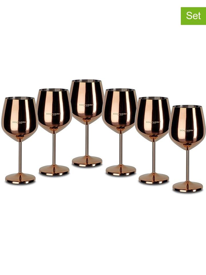 Echtwerk Kieliszki (6 szt.) w kolorze miedzianym do wina - 500 ml rozmiar: onesize