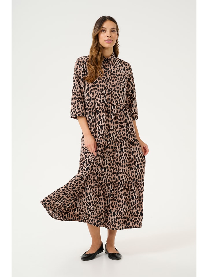 Cream Sukienka "Muni" w kolorze jasnobrązowo-czarnym rozmiar: S/M