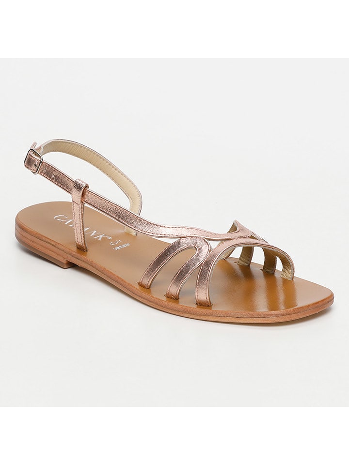 CALANK Skórzane sandały w kolorze różowozłotym rozmiar: 41