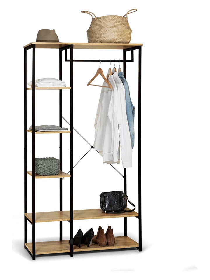 IDOMYA Essentials Garderoba "Memphis" w kolorze jasnobrązowo-czarnym - 90 x 167 x 40 cm rozmiar: onesize