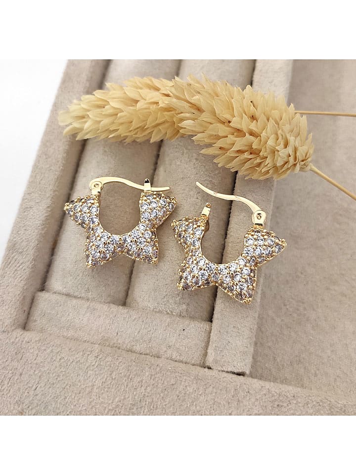 Nakkash Pozłacane kolczyki-kreole z cyrkoniami rozmiar: onesize